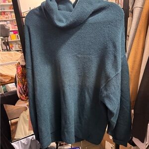 Free People Teal Cowl Neck Sweater
